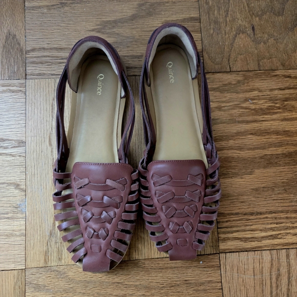Quince Shoes - Quince Woven Huarache Style Flats - Brown